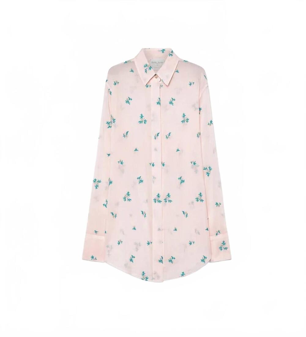 NEW FORTE FORTE women's petites fleurs embroidery voile oversized shirt in sweet